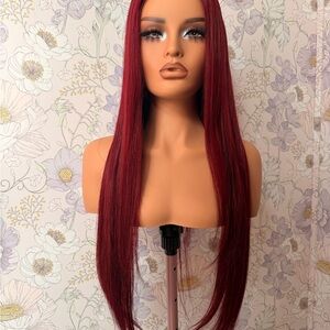 NWT, 28” burgundy 100% Virgin Brazilian human hair, 6x5 HD lace closure wig